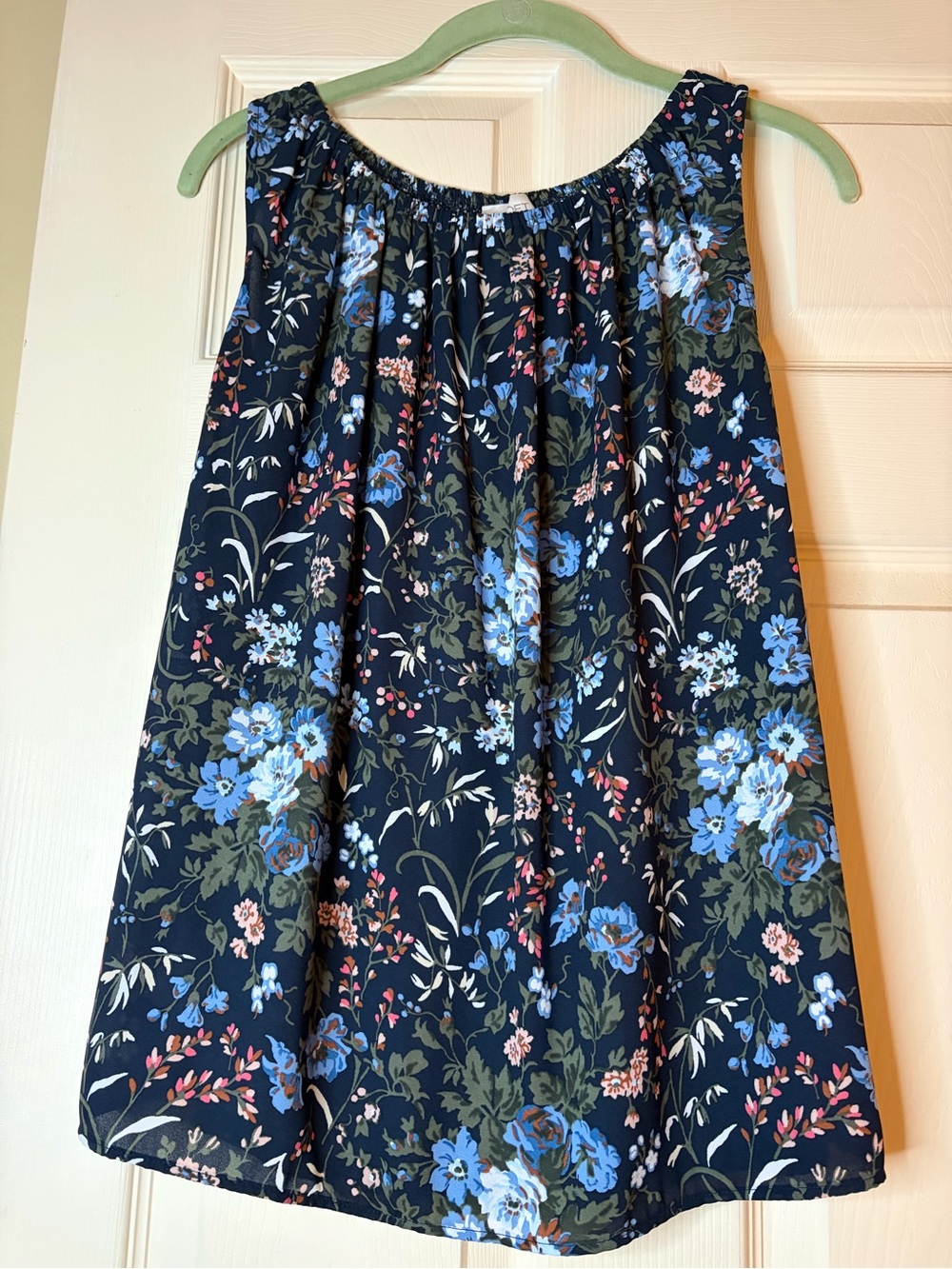 LOFT Women’s Navy Floral A-Line Skirt - Blue & Green Floral Print